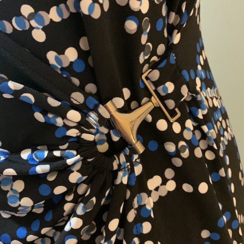 EUC Blue Polka Dot Wrap Dress - Picture 4 of 11